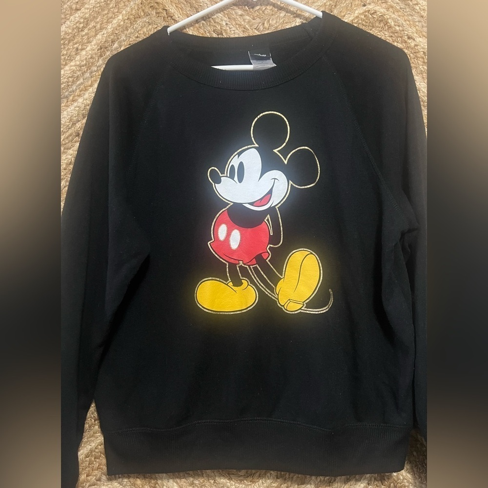 Disney Girl's Mickey Mouse Graphic Black Crewneck Sweater,Pullover,Size M - Picture 2 of 9